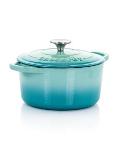 Crock-Pot Artisan 2 Piece 3 Quarts Enameled Cast Iron Dutch Oven in Aqua Blue