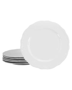 Elama Henryi 6 Piece 10.6 Inch Porcelain Dinner Plate Set in White