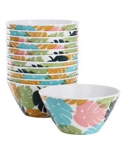 Gibson Home Tropical Sway 12 Piece 6 Inch Melamine Bowl Set in Multi Color Leaf