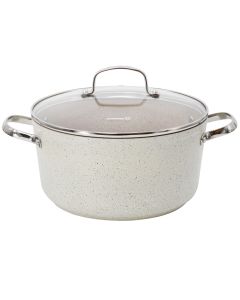 Korkmaz Granita 8 Liter Aluminum Nonstick Casserole with Lid in Tan