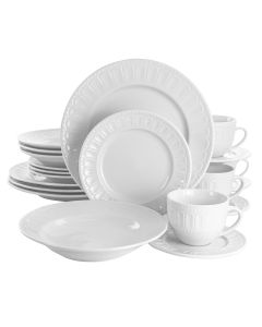 Elama Charlotte 20 Piece Porcelain Dinnerware Set in White