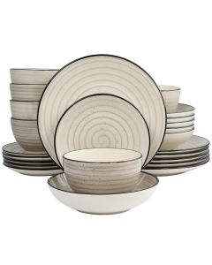 Elama Gia 24 Piece Round Stoneware Dinnerware Set in Cream
